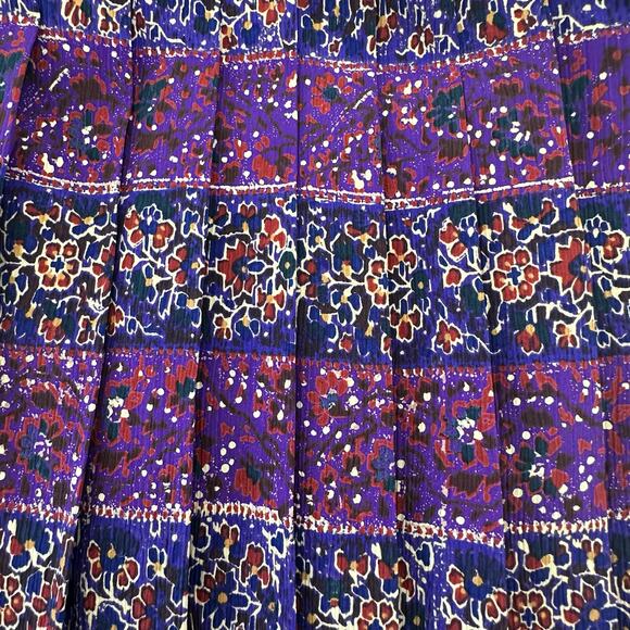 Vintage Leslie Fay Pleated Midi Skirt Size 16 Purple Blue Bohemian Fall Holiday - Picture 2 of 4